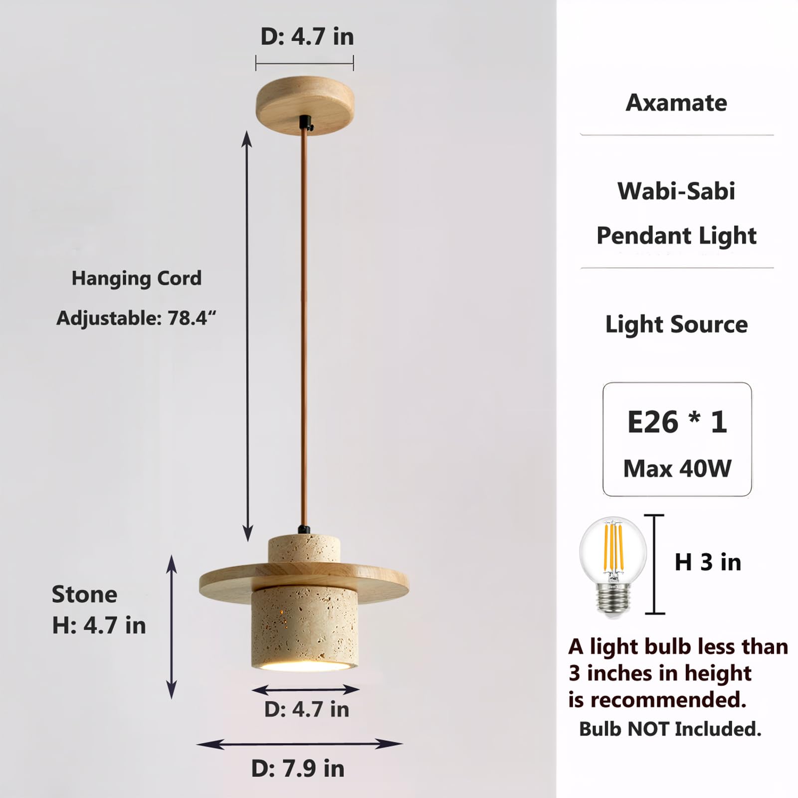 Axamate Wabi Sabi Pendant Light 7.9